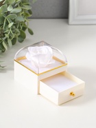 Шкатулка для украшений «Роза в футляре», подарочная, пластик, белая, 6.8×6.8×7.5 см - Фото 4