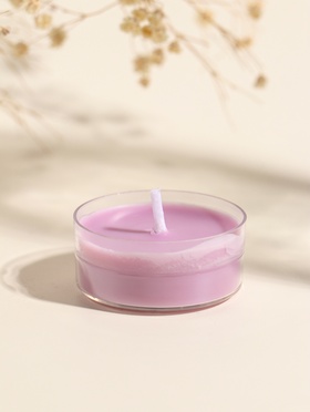 Чайная свеча ароматическая «Круглая» серо-фиолетовая, лаванда, 3.8×3.8×1.8 см  (артикул 10980612)  большой выбор товаров оптом и в розницу по низким ценам с доставкой