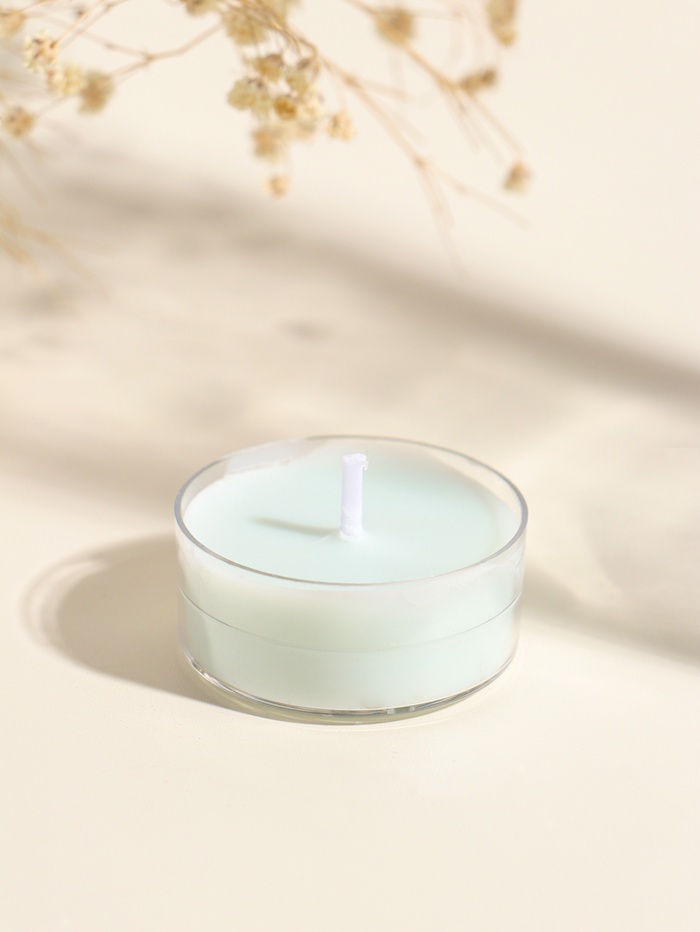Чайная свеча ароматическая «Круглая» светло-голубая, древесный, 3.8×3.8×1.8 см - Фото 1