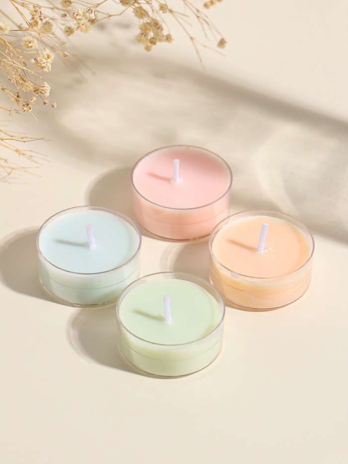 Набор свечей ароматических чайных «Конфетный цвет», 4 шт., 8×8×2.3 см - Фото 1