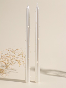 Набор свечей античных, 2.3×30 см, 2 шт. «Белый жемчуг», 7.5×33.5×2.5 см  (артикул 10980619)  большой выбор товаров оптом и в розницу по низким ценам с доставкой