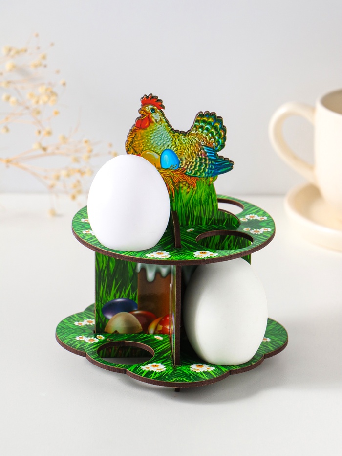 Подставка для 8 яиц в двух ярусах «Курочка ряба», 15.5×12.5 см - Фото 1