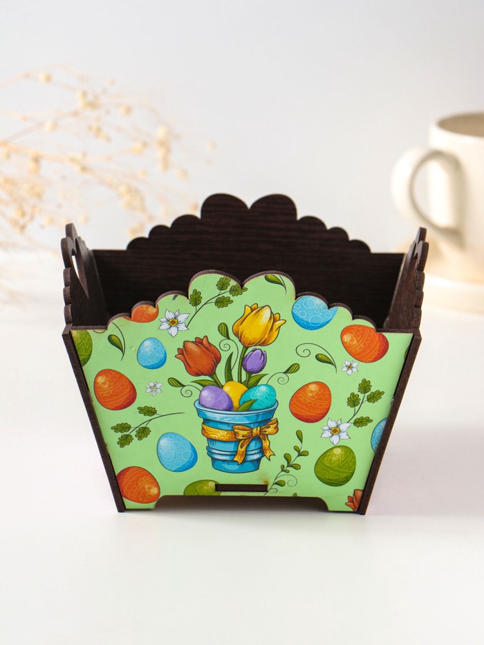 Конфетница квадратная или подставка под кулич «Пасха». 10×13×13.5 см - Фото 1