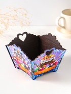 Конфетница квадратная или подставка под кулич «Пасхальные яйца и храм». 10×13×13.5 см  (артикул 10988338)  большой выбор товаров оптом и в розницу по низким ценам с доставкой