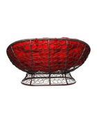 Диван садовый «Мамасан», 164×104×75 см, с искусственным ротангом, коричневый, с красной подушкой - фото 809550733