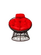 Кресло садовое «Папасан мини», 77×81×68 см, с искусственным ротангом, коричневое, с красной подушкой  (артикул 10988649)  большой выбор товаров оптом и в розницу по низким ценам с доставкой