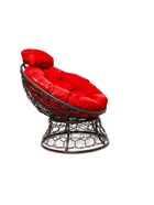 Кресло садовое «Папасан мини», 77×81×68 см, с искусственным ротангом, коричневое, с красной подушкой  (артикул 10988649)  большой выбор товаров оптом и в розницу по низким ценам с доставкой