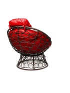 Кресло садовое «Папасан мини», 77×81×68 см, с искусственным ротангом, коричневое, с красной подушкой  (артикул 10988649)  большой выбор товаров оптом и в розницу по низким ценам с доставкой