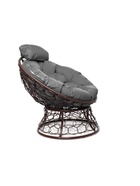 Кресло садовое «Папасан мини», 77×81×68 см, с искусственным ротангом, коричневое, с серой подушкой  (артикул 10988651)  большой выбор товаров оптом и в розницу по низким ценам с доставкой