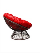 Кресло садовое «Папасан», 98×90×95 см, с искусственным ротангом, коричневое, с красной подушкой  (артикул 10988654)  большой выбор товаров оптом и в розницу по низким ценам с доставкой