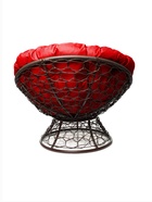 Кресло садовое «Папасан», 98×90×95 см, с искусственным ротангом, коричневое, с красной подушкой  (артикул 10988654)  большой выбор товаров оптом и в розницу по низким ценам с доставкой