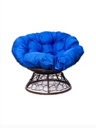 Кресло садовое «Папасан», 98×90×95 см, с искусственным ротангом, коричневое, с синей подушкой  (артикул 10988655)  большой выбор товаров оптом и в розницу по низким ценам с доставкой