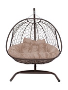 Кресло - кокон подвесное «Добрыня», 133×112×193 см, с искусственным ротангом, коричневое, с бежевой подушкой 10988658 - фото 9215775