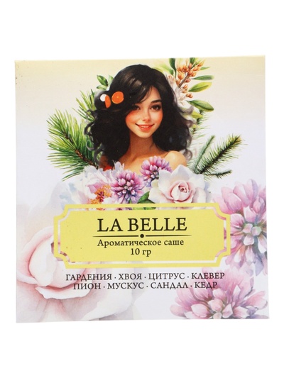 Аромасаше LA BELLE гардения, хвоя, цитрус, клевер, пион, мускус, сандал, кедр, 10 г