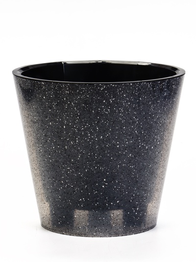 Кашпо для цветов «Гренада», 5 л, d=23 см, h=20.8 см, пластиковое, со вставкой, цвет гранит