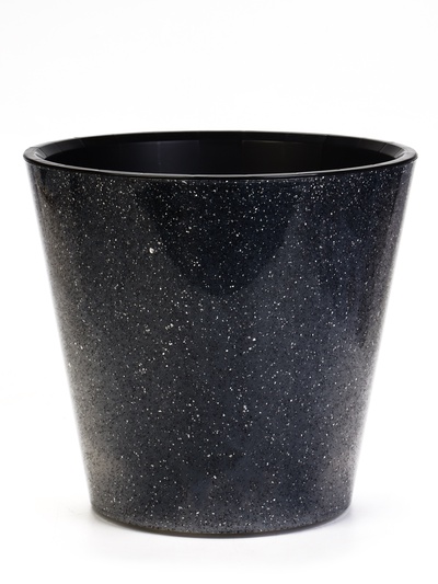 Кашпо для цветов «Гренада», 16 л, d=33 см, h=30.5 см, пластиковое, со вставкой, цвет гранит