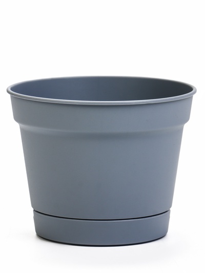 Горшок для цветов Mint, 700 мл, d=12 см, h=9.4 см, пластиковый, с поддоном, серый