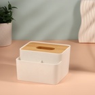 УЦЕНКА Органайзер для хранения BAMBOO, с крышкой, 3 секции, 16×15×10 см, белый, коричневый - Фото 3