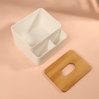 УЦЕНКА Органайзер для хранения BAMBOO, с крышкой, 3 секции, 16×15×10 см, белый, коричневый - Фото 4