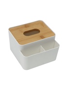 УЦЕНКА Органайзер для хранения BAMBOO, с крышкой, 3 секции, 16×15×10 см, белый, коричневый - Фото 6