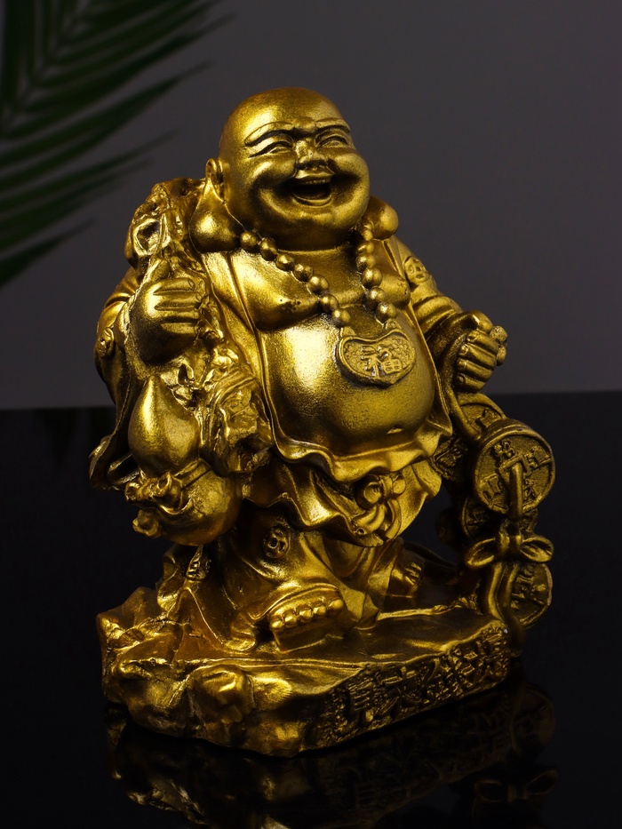 УЦЕНКА Статуэтка «Хотей приносит удачу и богатство» 14 см, цвет золото - Фото 1