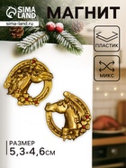 УЦЕНКА Магнит полистоун «Конь в подкове с клевером» МИКС 4.6×5.3 см - Фото 1