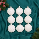 УЦЕНКА Набор шаров пластик d=6 см, 9 шт. «Перл» грани, белый - Фото 1