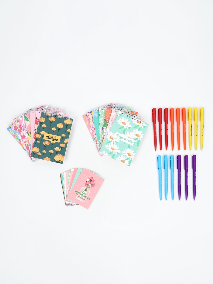 Подарочный набор, 15 ручек + 15 открыток + 15 блокнотов «Самой прекрасной» - Фото 1