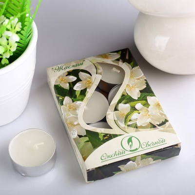 УЦЕНКА Набор чайных свечей ароматических «Жасмин», 3.8×1.6 см, 3.5 ч, 12 г, 6 штук