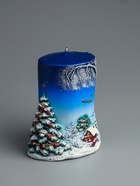 УЦЕНКА Свеча - цилиндр "Зимняя", 8х11,5х15 см - Фото 2