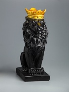 УЦЕНКА Копилка "Лев с короной" черный, с золотом, 19х14х35 см - Фото 2