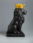 УЦЕНКА Копилка "Лев с короной" черный, с золотом, 19х14х35 см - Фото 3