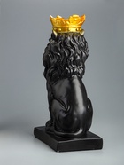 УЦЕНКА Копилка "Лев с короной" черный, с золотом, 19х14х35 см - Фото 4