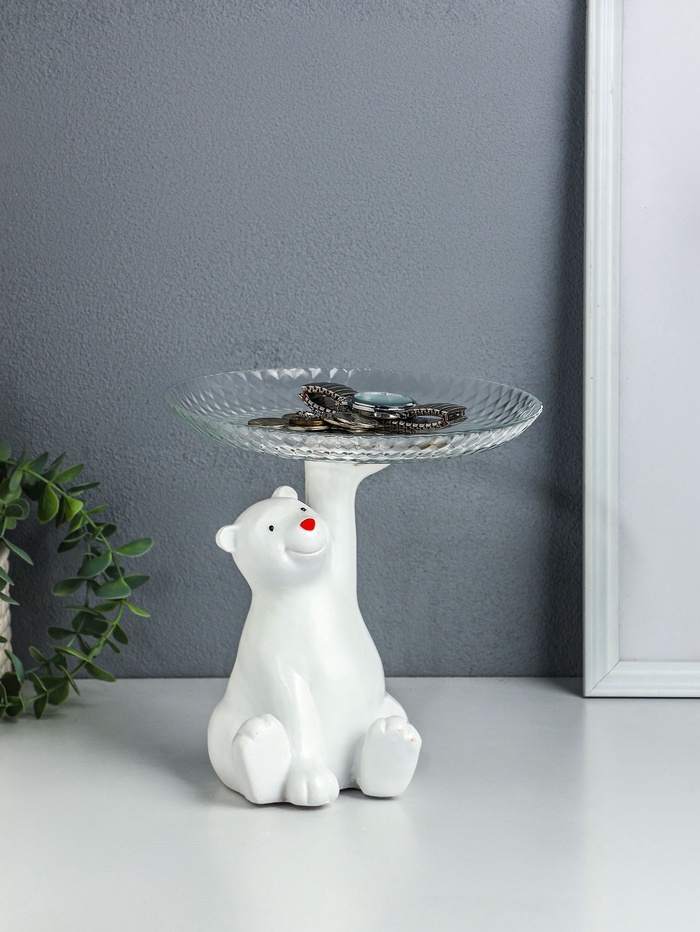 Копилка для денег с подставкой для мелочей «Мишка», полистоун, 20×18 см - Фото 1