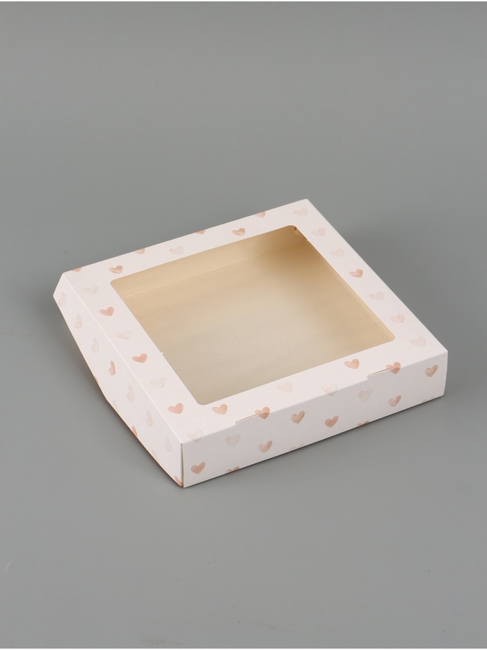 Коробка подарочная складная «Сердце», 20×20×4 см, с окном