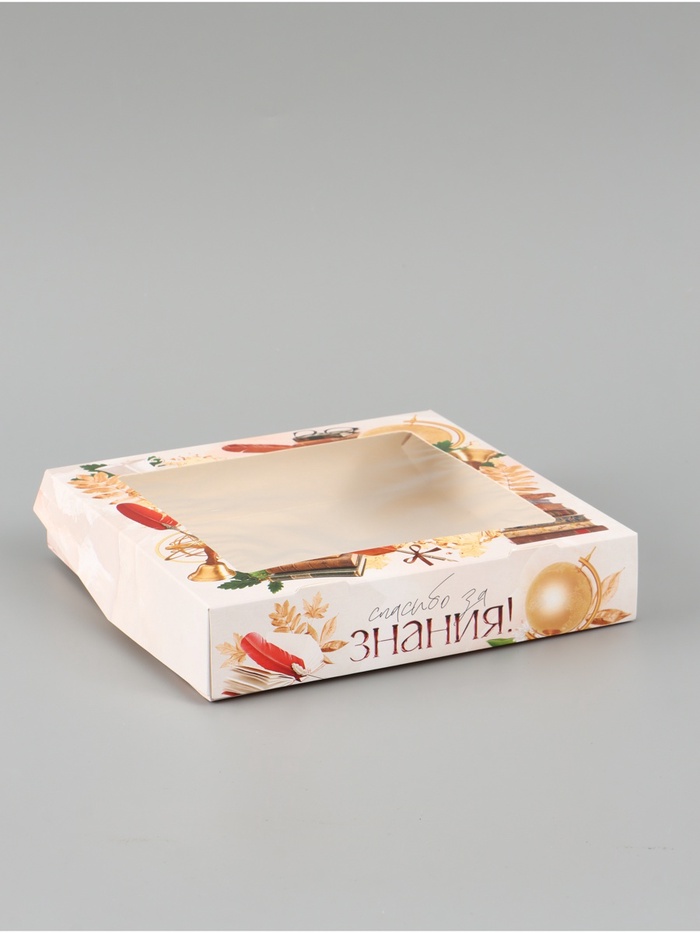Коробка подарочная складная «Спасибо за знания!», 20×20×4 см, с окном