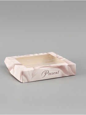 Коробка подарочная складная «Подарок», 20×20×4 см, с окном