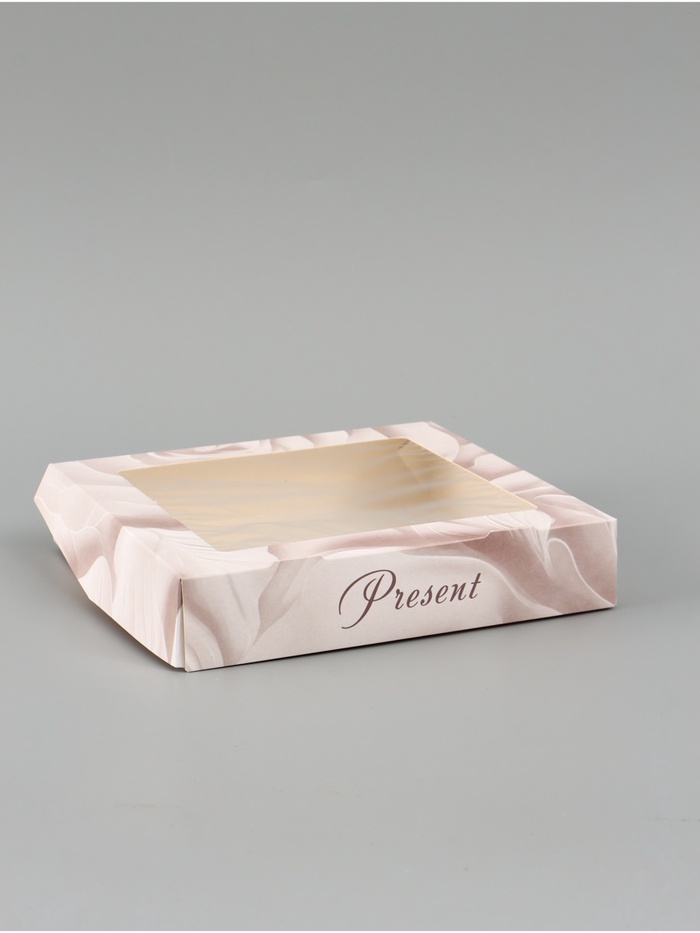 Коробка подарочная складная «Подарок», 20×20×4 см, с окном