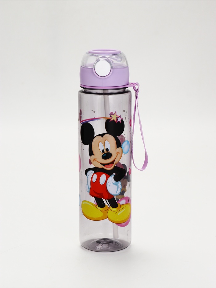 Бутылка пластиковая с трубочкой «Микки Маус», 800 мл, фиолетовая - Фото 1