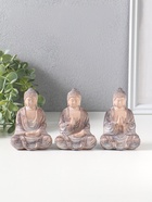 Набор фигурок 3 шт. полистоун «Три будды», беж с белым, 5×6.8×10.3 см - фото 809551300