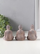 Набор фигурок 3 шт. полистоун «Три будды», беж с белым, 5×6.8×10.3 см - фото 809551302