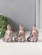 Набор фигурок 3 шт. полистоун «Три будды», беж с белым, 5×6.8×10.3 см - фото 809551303