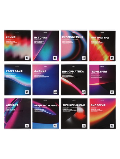 Комплект 12 предметных тетрадей 48 листов, справочная информация, 60 г, Отражения
