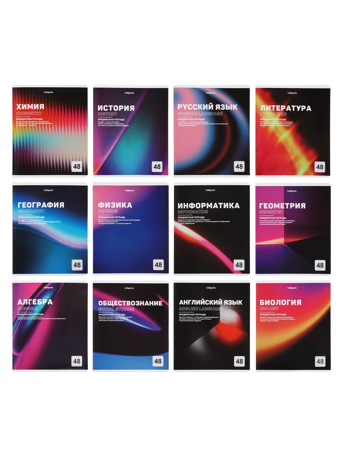 Комплект 12 предметных тетрадей 48 листов, справочная информация, 60 г, Отражения - Фото 1