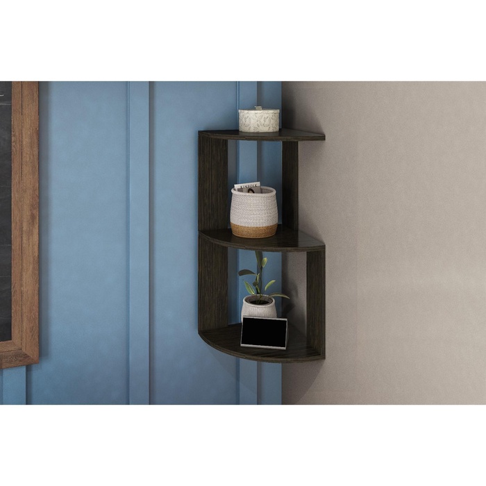 УЦЕНКА Полка угловая настольная и навесная Лео №3, 250х250х660, Венге - Фото 1