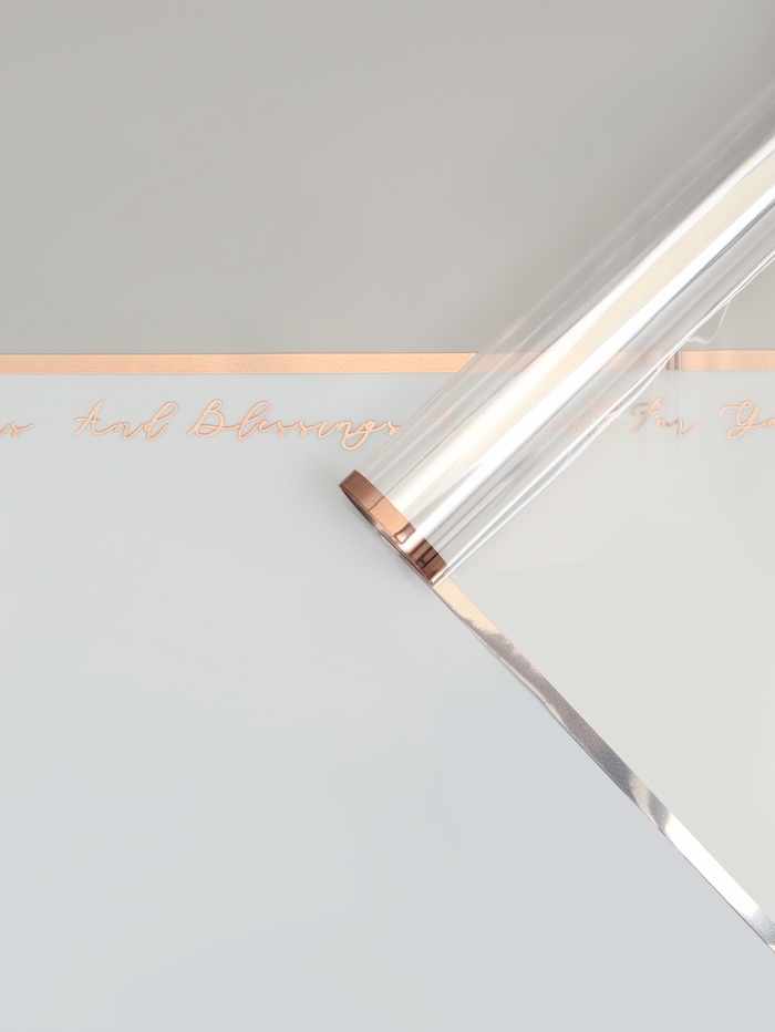 Плёнка для цветов «Полоса с окном», белая с золотыми, 57×57±2 см - Фото 1