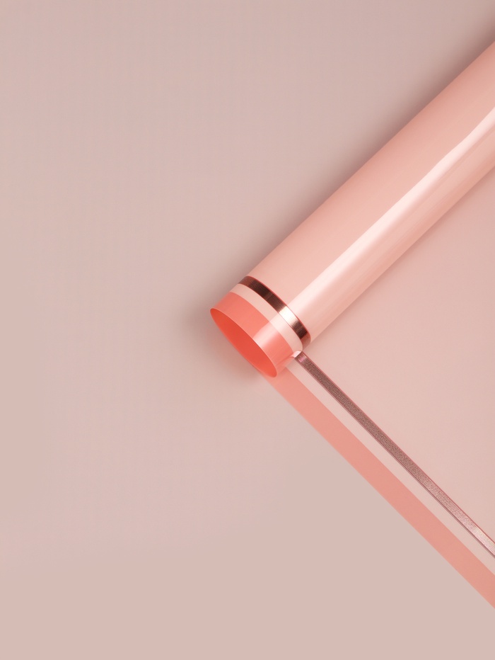 Плёнка для цветов «Двойная кайма», пудровый, 57×57±2 см