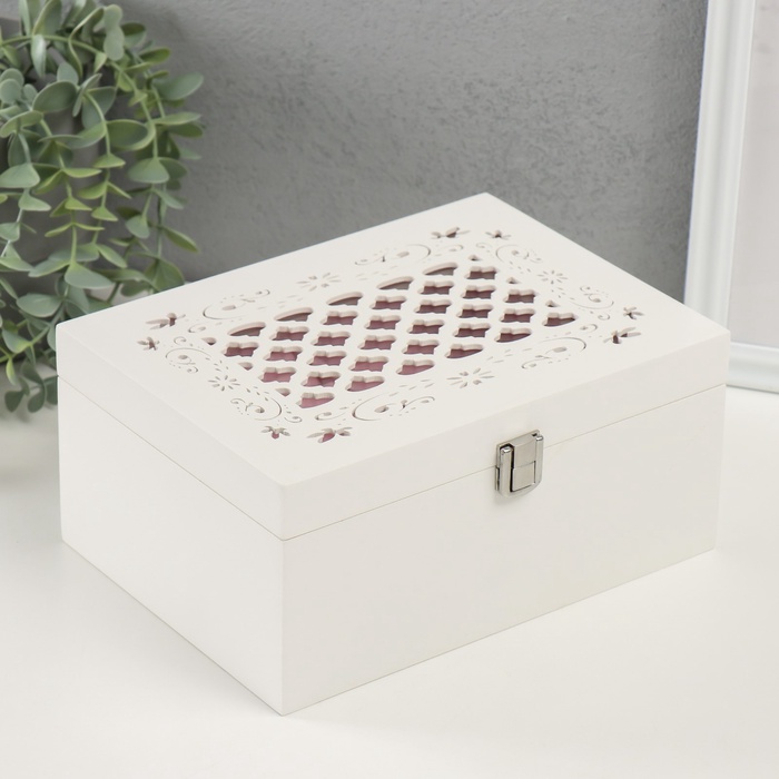 УЦЕНКА Шкатулка дерево для украшений «Белоснежная» 22×16×10 см - Фото 1