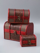 УЦЕНКА Шкатулка сундук дерево набор 3 шт. узор «Лютики» МИКС 22×15×15 см - Фото 2