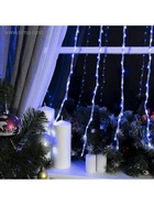 УЦЕНКА Гирлянда «Водопад» 2×1.5 м, IP20, прозрачная нить, 400 LED, свечение белое/синее, 8 режимов, 220 В - Фото 7